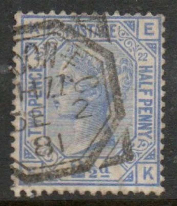 Great Britain, VRI, 1881 2 1/2d blue, plate 22, used, LONDON E.C.DE 2 81, sq.cds