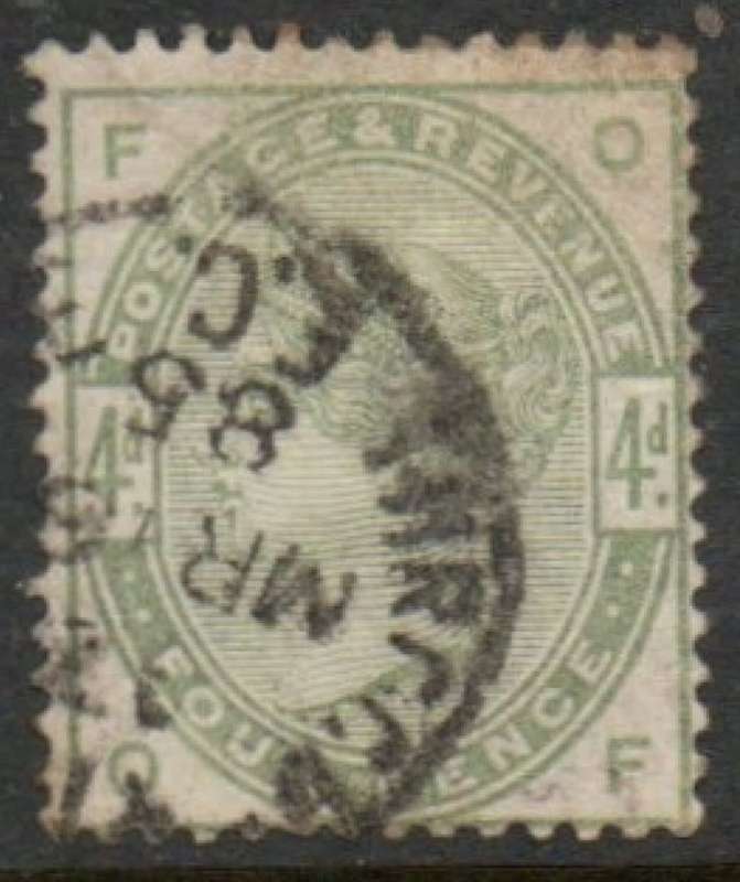 Great Britain, VRI, 1883, 4d dull green , c.d.s. used ,