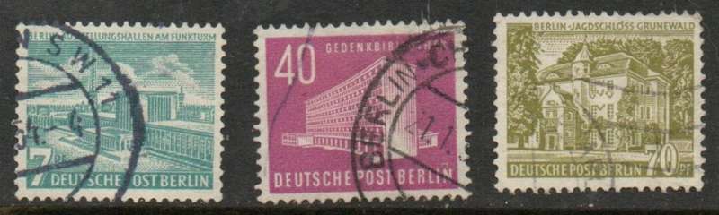 Germany, Berlin, 7pf, 40pf, 70pf, buildings, used