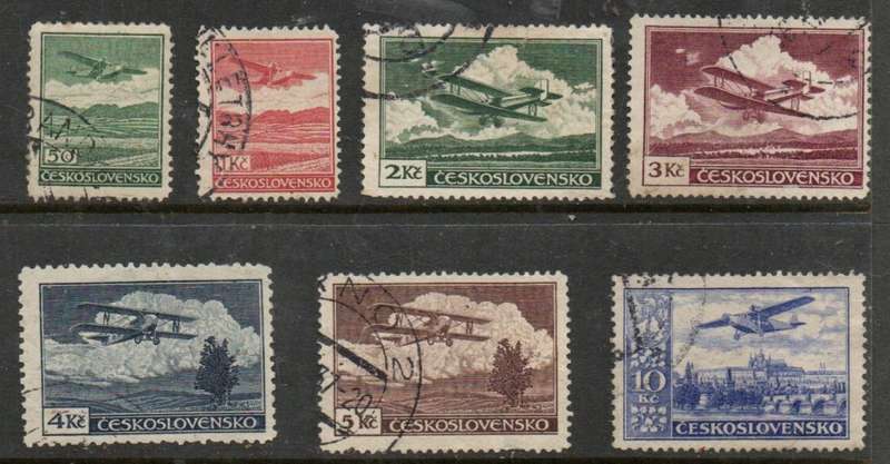 Czechoslovakia,1930, air mail stamps 50h - 10Kr