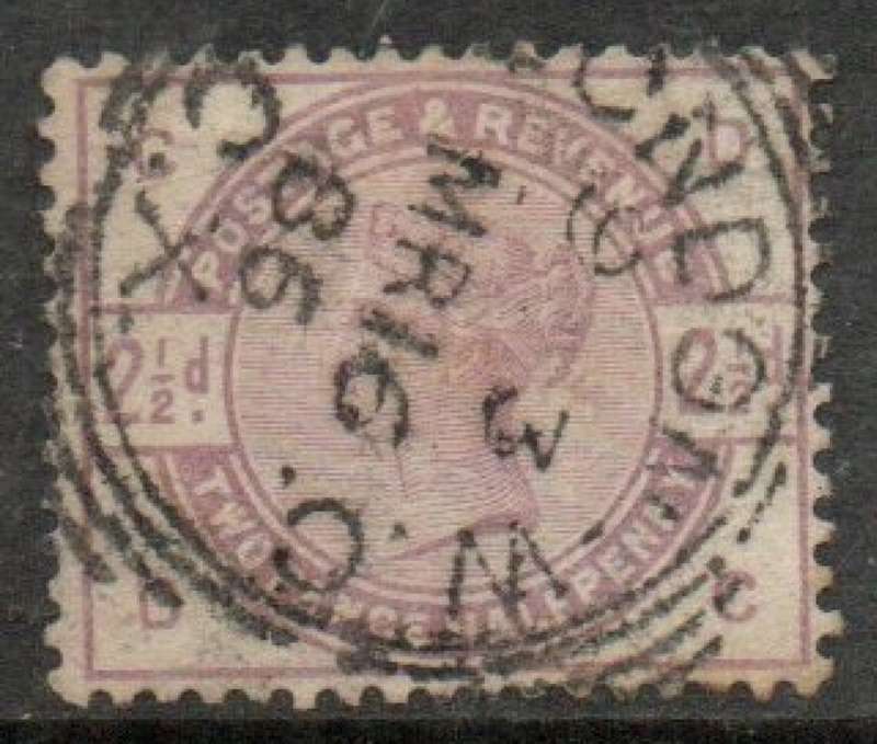 Great Britain,VRI, 1883, 2 1/2d lilac, LONDON W.C. C.X. MR 16 86, sq. c.d.s.
