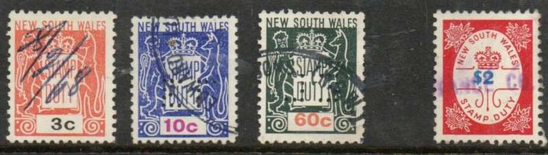 Australia, New South Wales, Stamp Duty, 1966, 3c, 10c, 60c, $2, used
