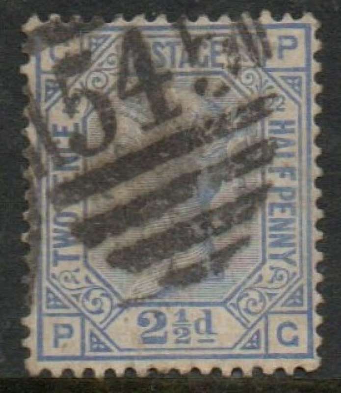 Great Britain, VRI,, 1881, 2 1/2d,blue, Crown watermark, plate 22,used