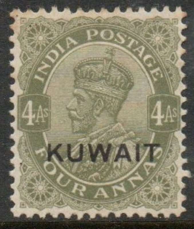 Kuwait 1929, opt on India, GVR,4a, watermark upright, MH *