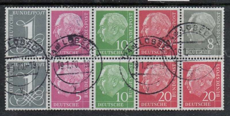 Germany, FRG, 1958 -60, Blat 8, used, LUBEK 19 I 60, c.d.s.