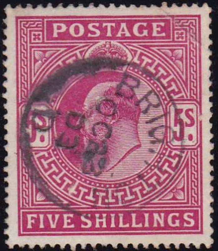 Great Britain, EVIIR, 1902, 5/, used BRIGHTON OC 23 03 c.d.s.