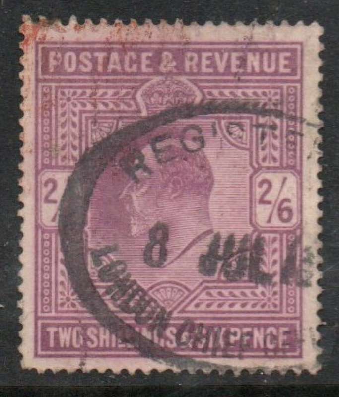 Great Britain, EVIIR, 2/6 used LONDON REGISTERED 8 JUL.., oval date stamp