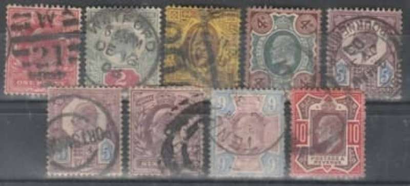 Great Britain, EVIIR, 9 low values 1d - 10d, used