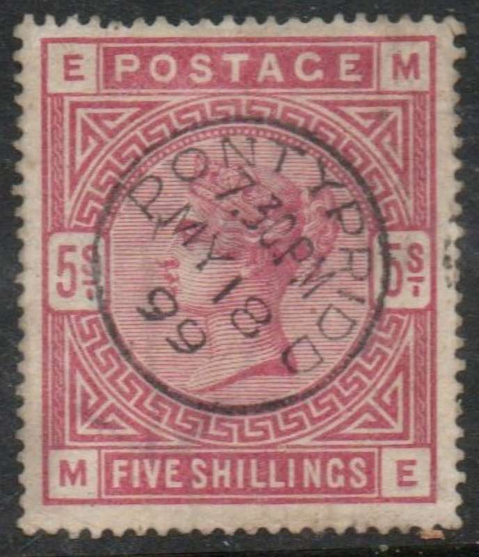 Great Britain, VRI, 1883-4, 5/,, used PONTYPRIDD MY 18 99,c.d.s.
