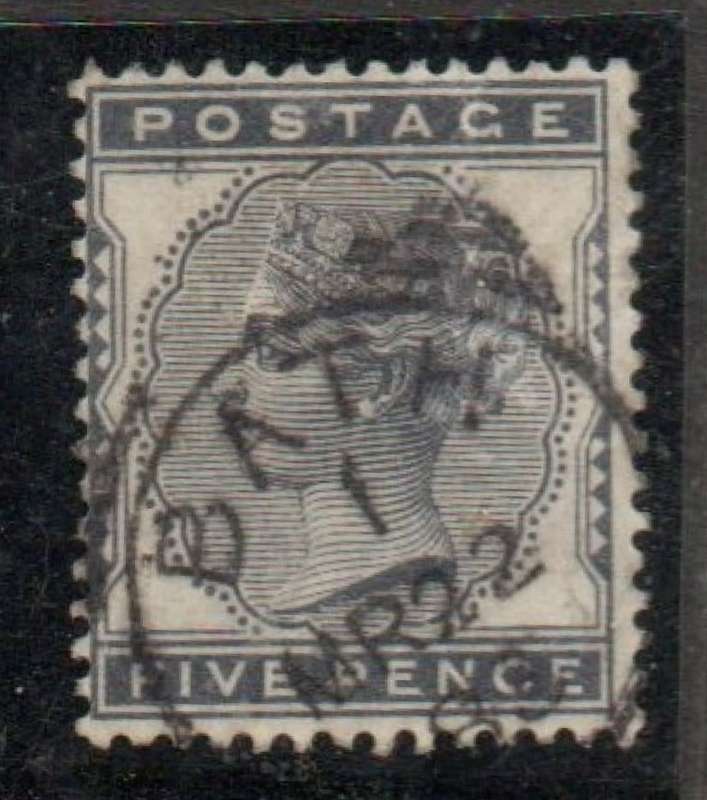 Great Britain, VRI, 1881, 5d indigo, used BATH MR 22 89, sq.c.d.s.