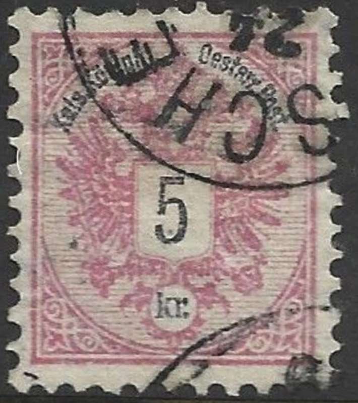 Austria, 1863, 5kr, carmine, perf 10.5, used