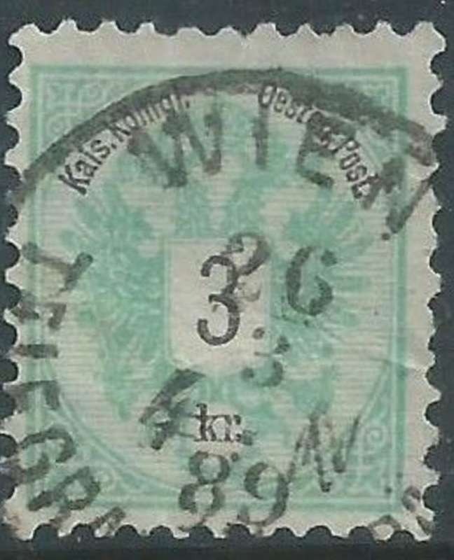 Austria, 1883, 3 kr, green, perf 10.5, c.d.s. used