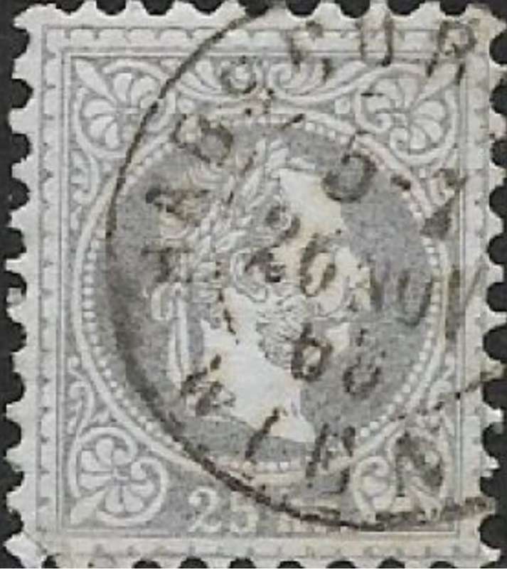 Austria, 1867, 25k lilac, c.d.s. used