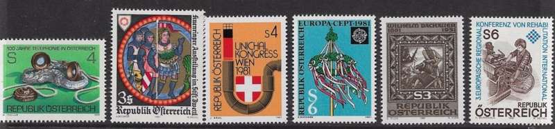 Austria, 1981, 6 different anniversary / commemorative stamps MNH **