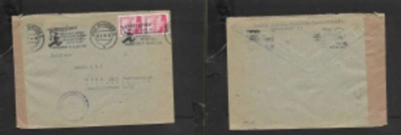 Germany, 40pf , cover HANNOVER 07.9.49 (hotel JAHRESSCHAU slogan)> Austria, Austrian Censor, plain