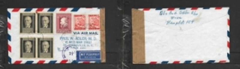 Austria,cover air mail, 4s70g, WIEN1 17.5.51, c.d.s. > USA Censor 71 cachet & plain sealing tape