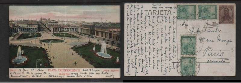 Argentina, Plaza Independencia Montevideo used 6c, BUENOS AIRIES ...1908 c.d.s. > France