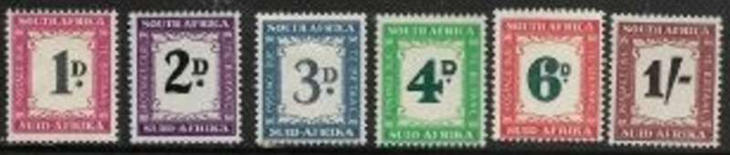 South Africa, Postage Due, 1950 - 1958, 1d - 1/-, MH *