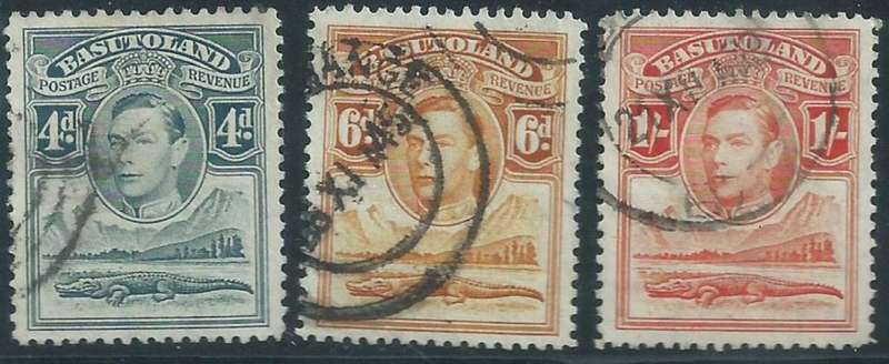 Basutoland, GVIR, 1938, 4d, 6d, 1/, , used