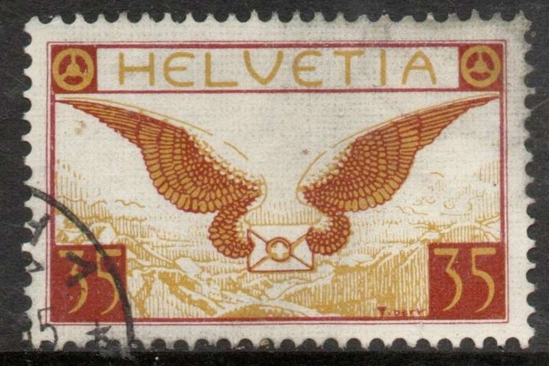 Switzerland, 1933, air mail, 35 c grilled gum, used