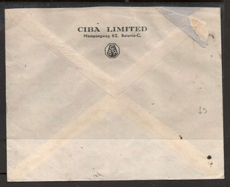 Netherlands Indies, air mail, multi colour franking, 90c, BATAVIA 10 2 49, cds > Switzerland
