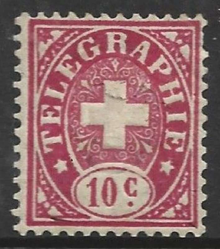 Switzerland, Telegraphs, 10c red, , MH*, thinned