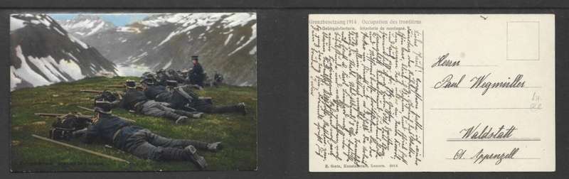Switzerland, Grenzbesetzung 1914, Occupation des frontiers / Infantrie de Montagne, written / not p