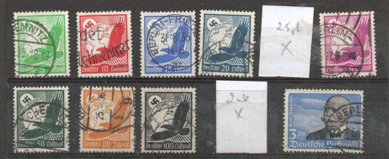 Germany, 1934, airmail, set excluding 25pf, 2Mk, used