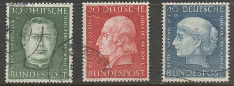 Germany, 1954, Humanitarian Relief, 10pf, 20pf, 40pf, (set excluding 7pf) used