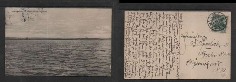 Germany `unterseeboot in fahrt unter wasser`, used 5pf KIEL 27 4 14 cds > Berlin