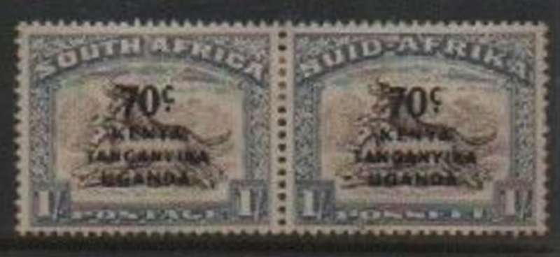 Kenya Uganda Tanganyika, 1941, 70c opt on 6d of S.Africa, pair MH *