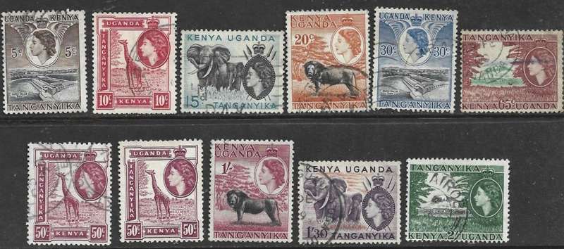 Kenya Uganda Tanganyika, EIIR used values, 5c to 2/ .