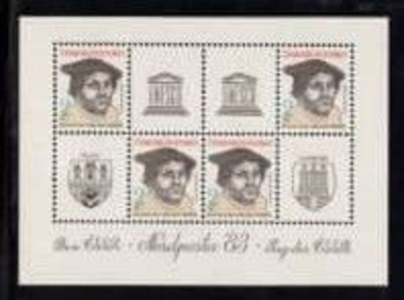 Czechoslovakia, , 1985, UNESCO, Martin Luther, 2Kcs, miniature sheet, MNH **