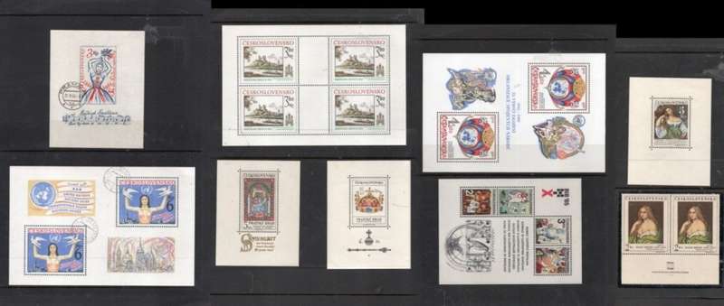 Czechoslovakia, 2 used, 6 MNH*, sheetlets of 4, MNH **