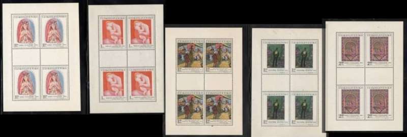 Czechoslovakia, 1970 art series, 5 x sheetlets of 4, MNH **