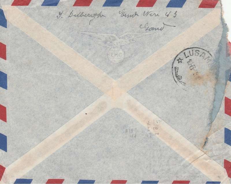 Belgium 1954 Anti TB, 2f75, 4f+1, cover, air mail, GENT 3-5-55 > LUSAMBU , Belgian Congo , FOUND I