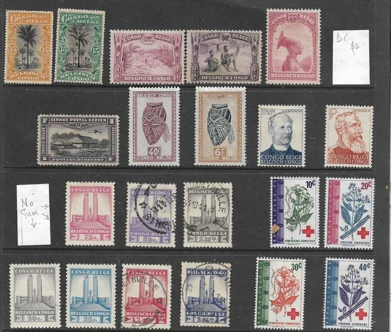 Belgian Congo,21stamps, MH *, unused, used, lovely clean condition