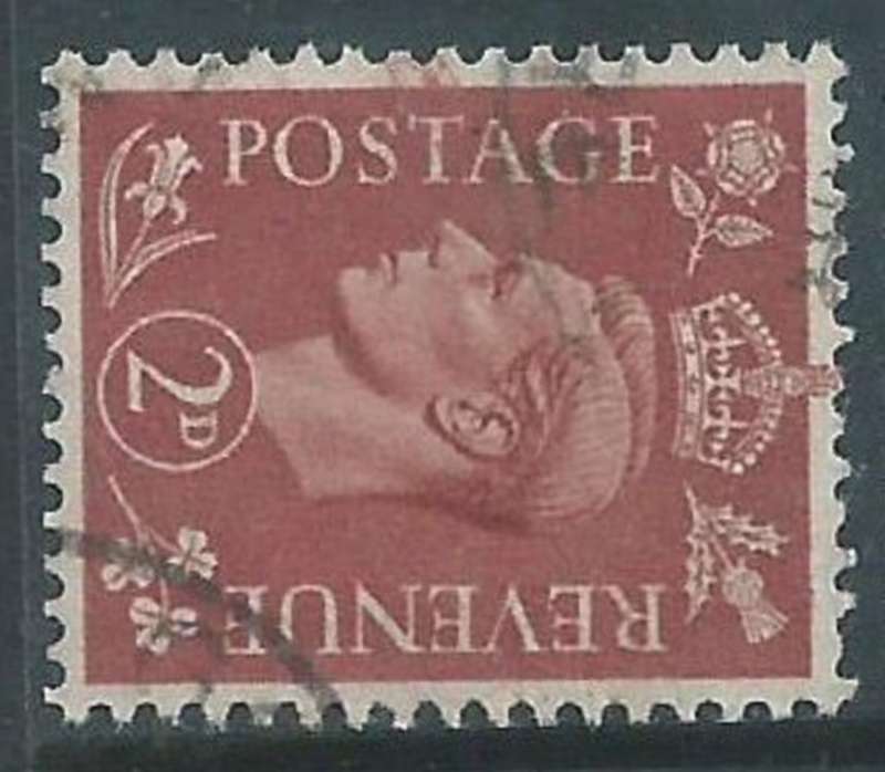 Great Britain, GVIR, 1951, 2d brown sideways watermark, used,