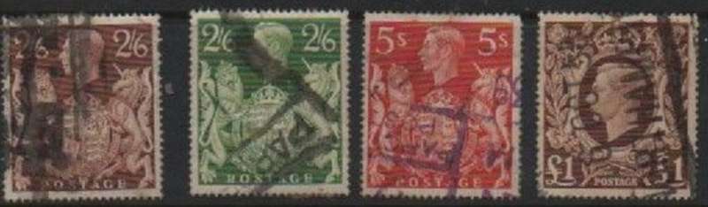Great Britain, GVIR,1939, 2`6, 5/,£1, parcels used