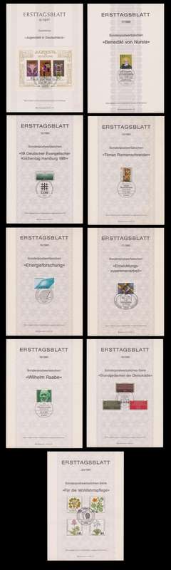Germany Federal Republi, 1977, 1980, 1981 - First Day cards x