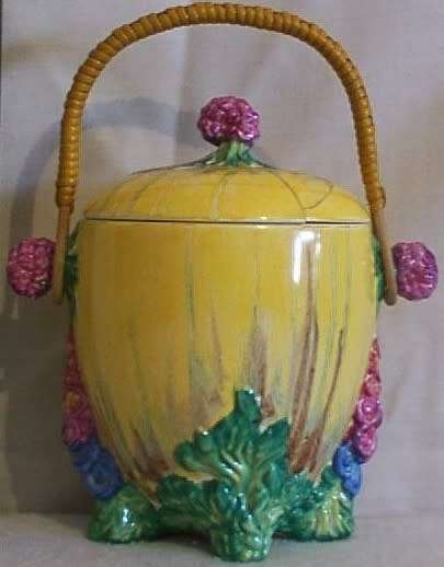 Clarice Cliff `BIZARRE`, ` My Garden` pattern biscuit barrel (cookie jar)