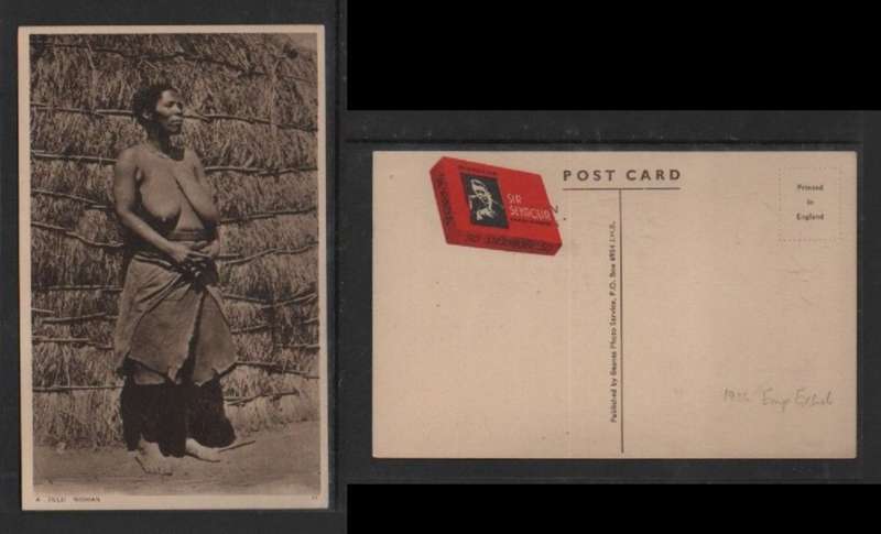 South Africa: A Zulu Woman ,bare breasted, standing , unused, advert for SIR SEYMOUR ((Hicks) cigar