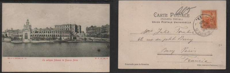 Argentina, La antigua Aduana de Bueno Airies, Used 3c, BUENOS AIRIESABR 5 1905 > France