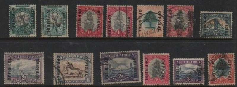 South Africa,, small range of used Officials, single stamps,