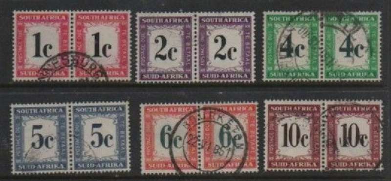 South Africa,1961,postage dues set of 6 in pairs,used