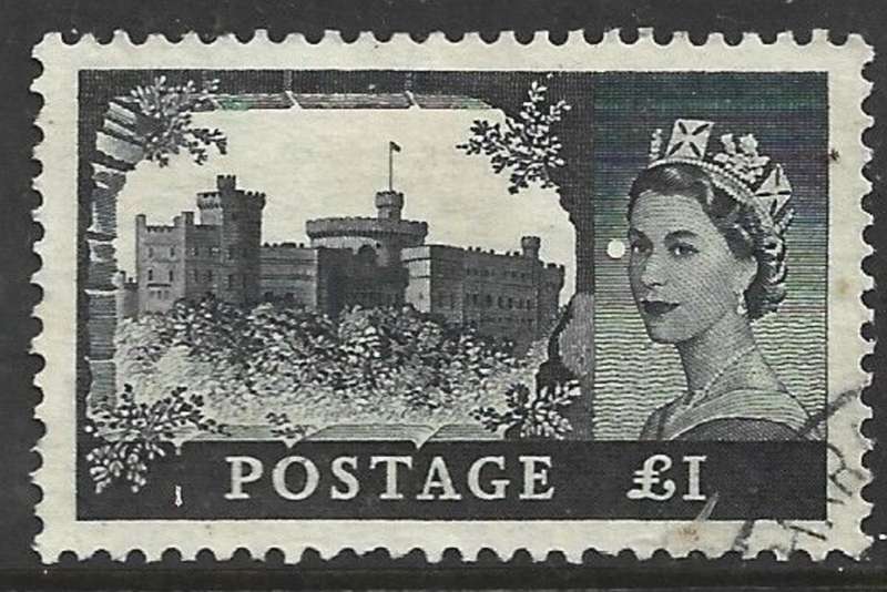 Great Britain, EIIR, 1955 - 8 £1, Windsor Castle, De La Rue printing, c.d.s. used