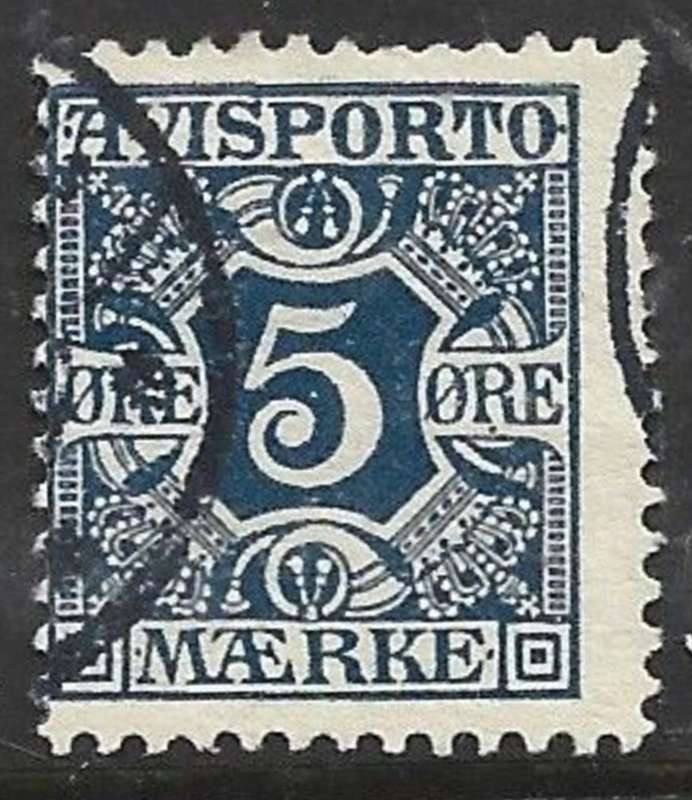 Denmark, 1901, newspaper, 5 ore, blue, , used