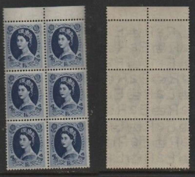 Great Britain, EIIR, 1953, 1`6, top marginal block of 6, MNH **