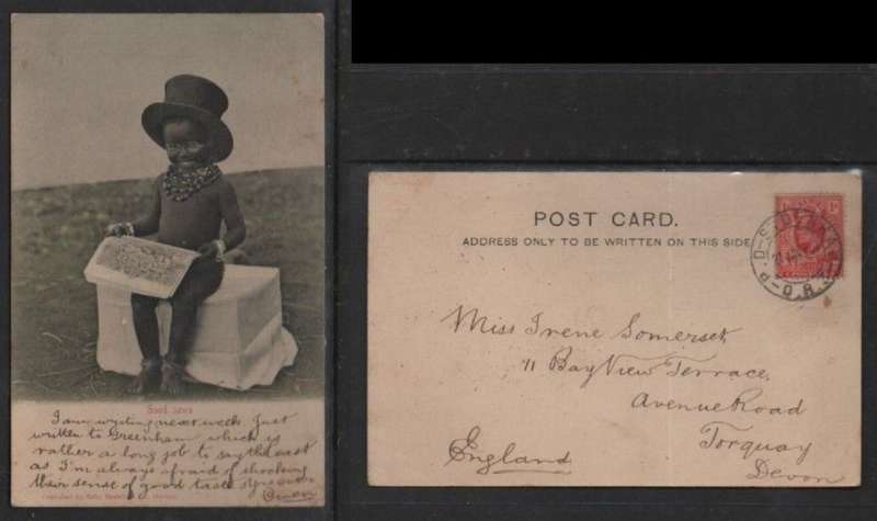 S.Africa, Good News PPC, used O.R.C. 1d, P.O. - SYDENHAM 21 JAN 07 > England