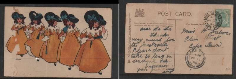 S.Africa, CoGH, comic PPC,used 1/2d, MILL STREET CAPE TOWN MR 27 05 > CAPE TOWN14 MR 27 05